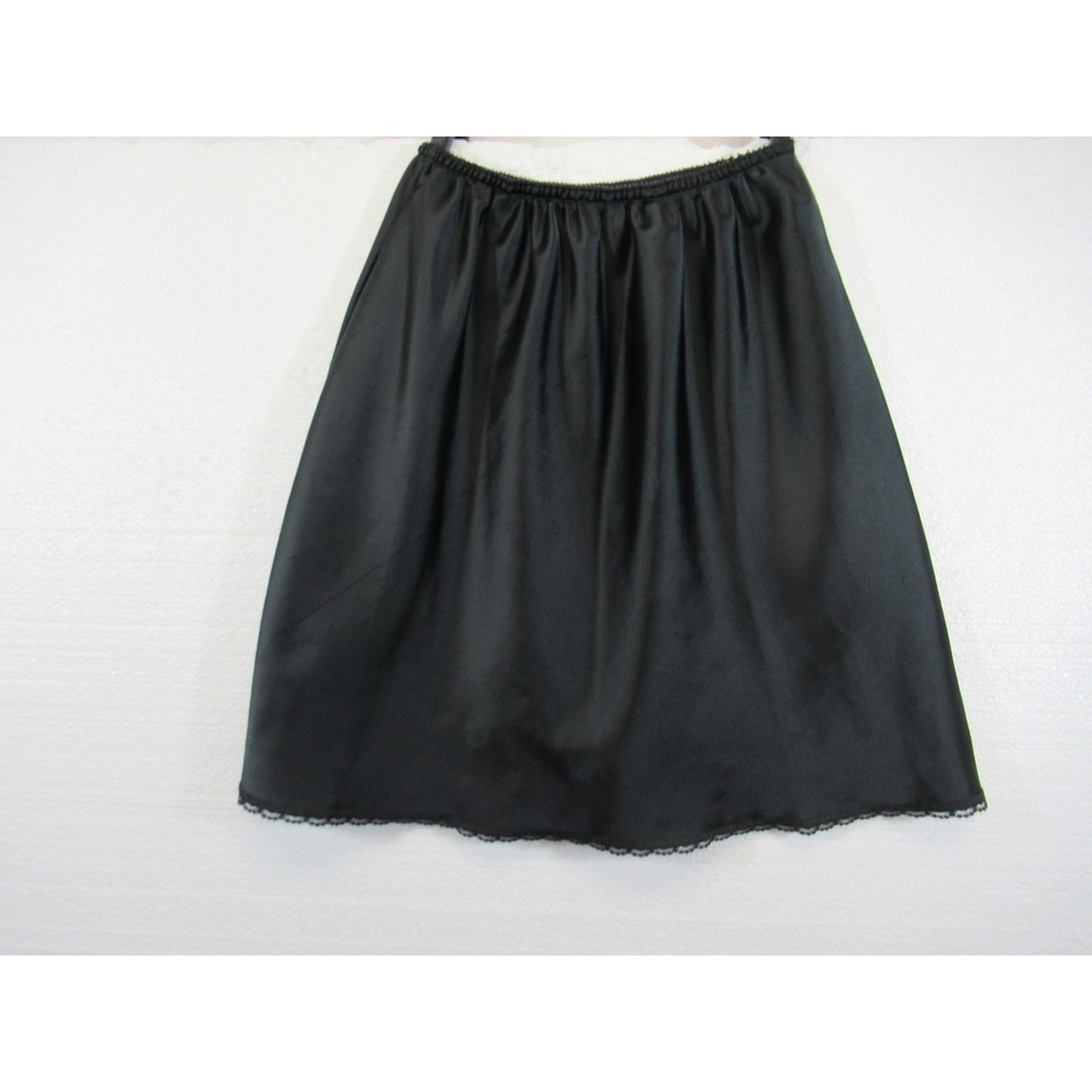 Vintage Warners Satin Mini Skirt Half Slip Women Small Black Polyester USA Made